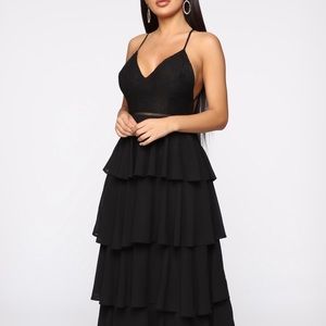Fashion Nova black tier maxi formal dress XS